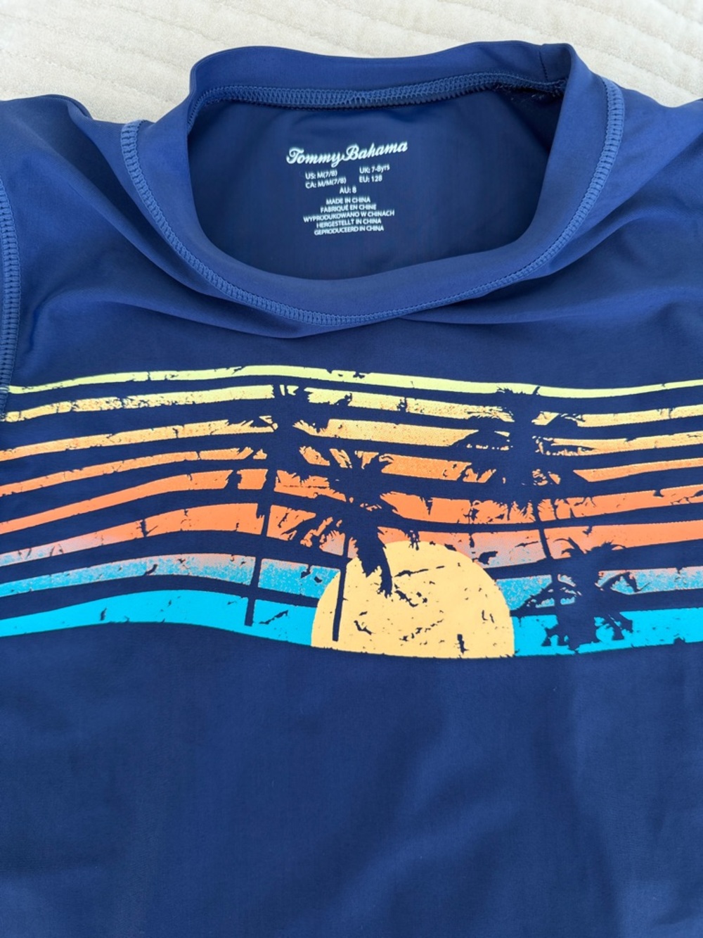 Tommy Bahama  blue rash guard with  Size M (7/8) Boys girls kids swimwear - Picture 4 of 7